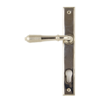 Anvil Polished Nickel Reeded Slimline Lever Espag. Lock Set Anvil Polished Nickel Reeded Slimline Lever Espag. Lock Set