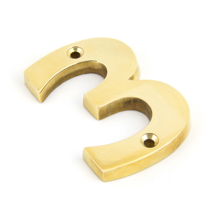 Anvil Polished Brass Numeral 3