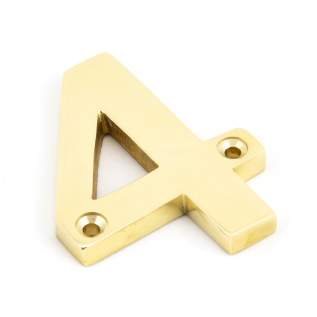 Anvil Polished Brass Numeral 4
