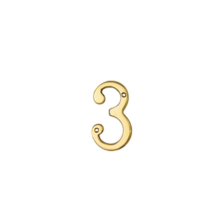 Polished Brass Numeral No.3 Face Fix 76mm