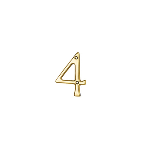 Polished Brass Numeral No.4 Face Fix 76mm