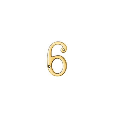 Polished Brass Numeral No.6 Face Fix 76mm