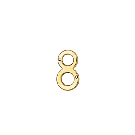 Polished Brass Numeral No.8 Face Fix 76mm