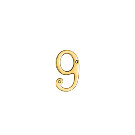 Polished Brass Numeral No.9 Face Fix 76mm