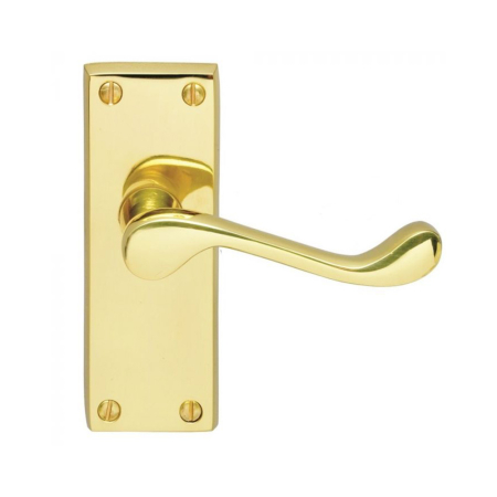 Victorian Scroll Lever Latch Polished Brass