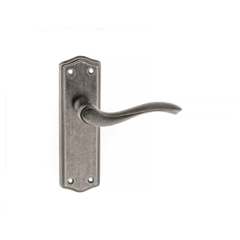 Hambleton Lever Latch Furn. on Backplate Distressed Silver Hambleton Lever Latch Furn. on Backplate Distressed Silver