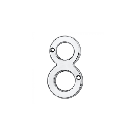 Polished Chrome Numeral No. 8 Face Fix - 76mm