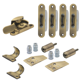 Antique Brass Sash Kit/Fitch Fastener/Radius Pulleys Antique Brass Sash Kit/Fitch Fastener/Radius Pulleys
