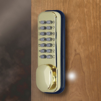 Digital Lock With Hold Open Polished Brass Digital Lock With Hold Open Polished Brass