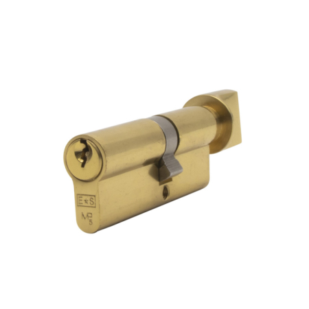 40/35 Standard Euro Key/Turn Cylinder Polished Brass