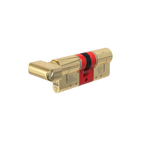 45/50 Security 3* Key/Turn Euro Cylinder Polished Brass